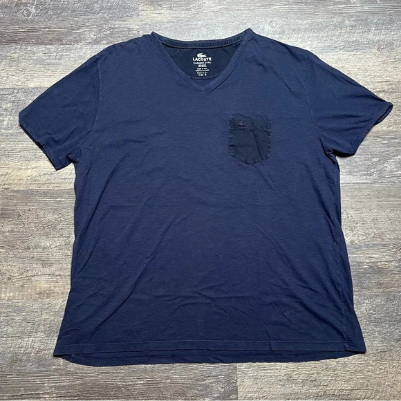 Lacoste V-Neck T-shirt with Pocket, Navy Blue, Size 8 - Picture 1 of 7